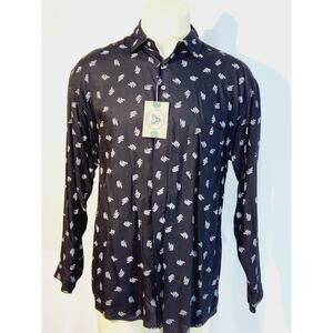 Vintage Mens High Advantage Free The Spirit Black Button Down Shirt NEW Large